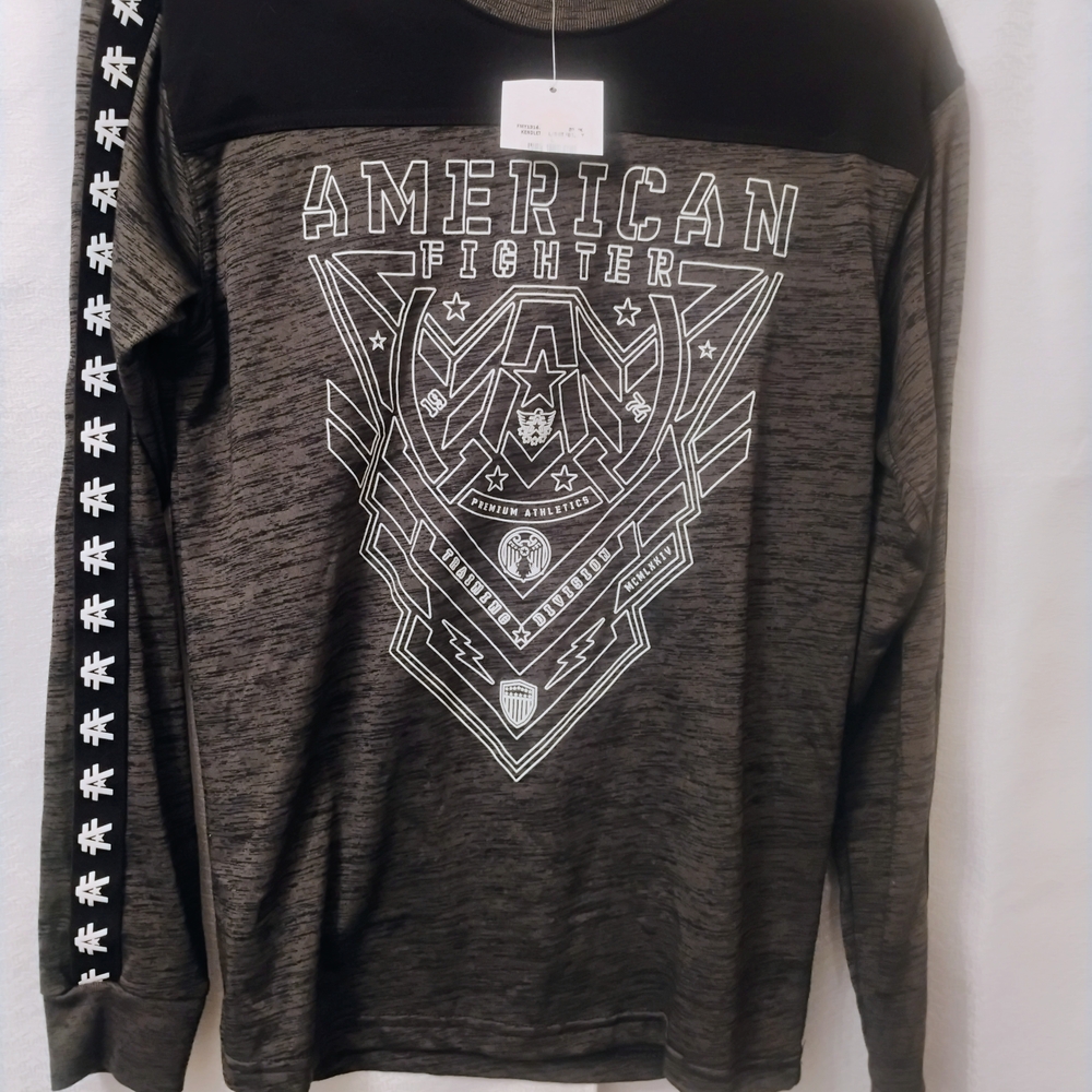 American Fighter Boy's Charcoal and Black Long Sleeve Tee